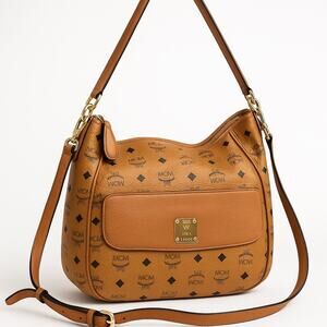 MCM Authentic Cognac Leather Two Way Bag Shoulder Crossbody w/COA | GUC